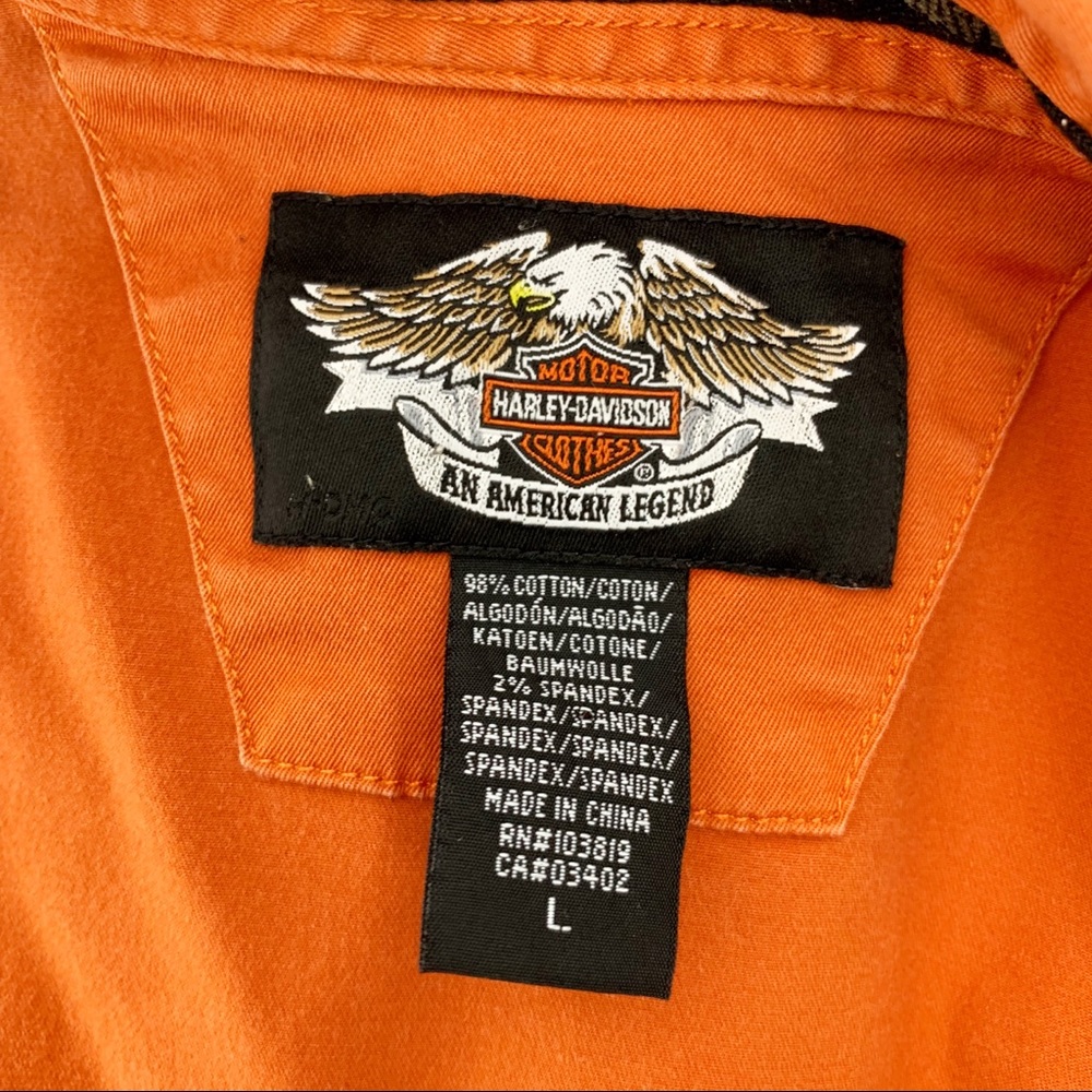 Harley Davidson Orange Patch Button Down Top - image 4